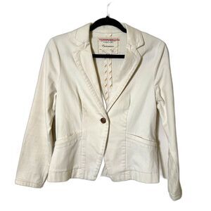 Anthropologie Cartonnier White Denim One Button Blaze Size 4‎
